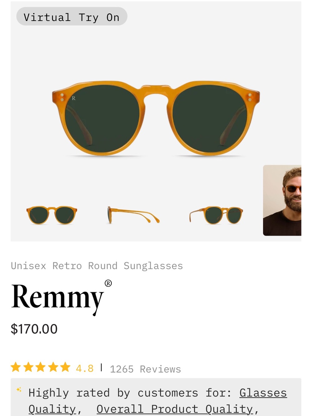 RAEN Remmy Sunglasses in Amber Frame with Dark Green Lenses